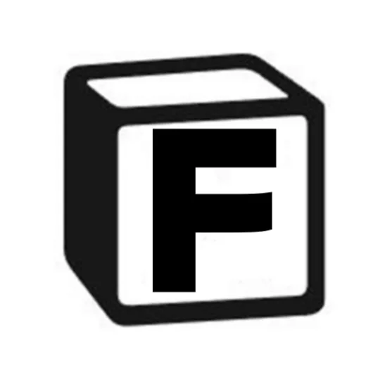 노션 무료 템플릿 공유 사이트 notionfaker.kr의 로고. 검정, 흰색으로 구성된 정육면체. 중앙에는 'F' 글자가 크게 박혀있다.