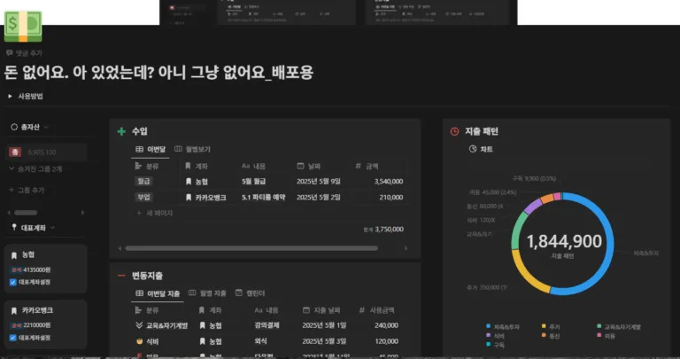 가계부의 상단 썸네일_Notion Faker 제작